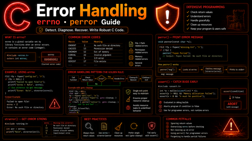 C error handling errno perror defensive programming guide