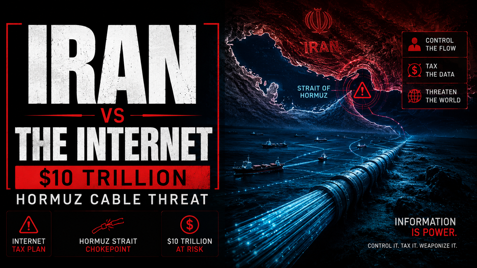 Iran Hormuz undersea internet cable fees threat 2026