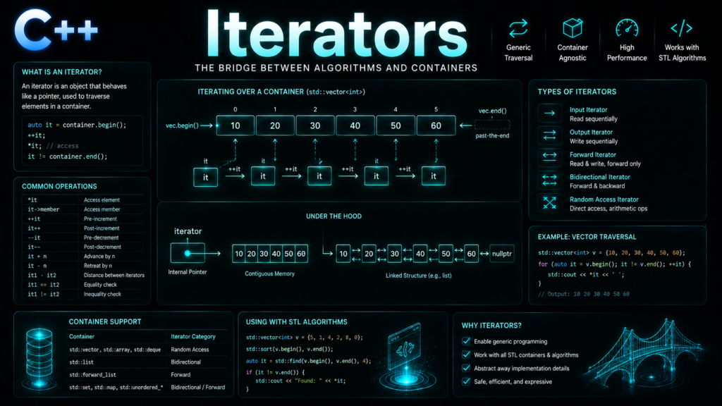 C++ iterators tutorial traversing containers