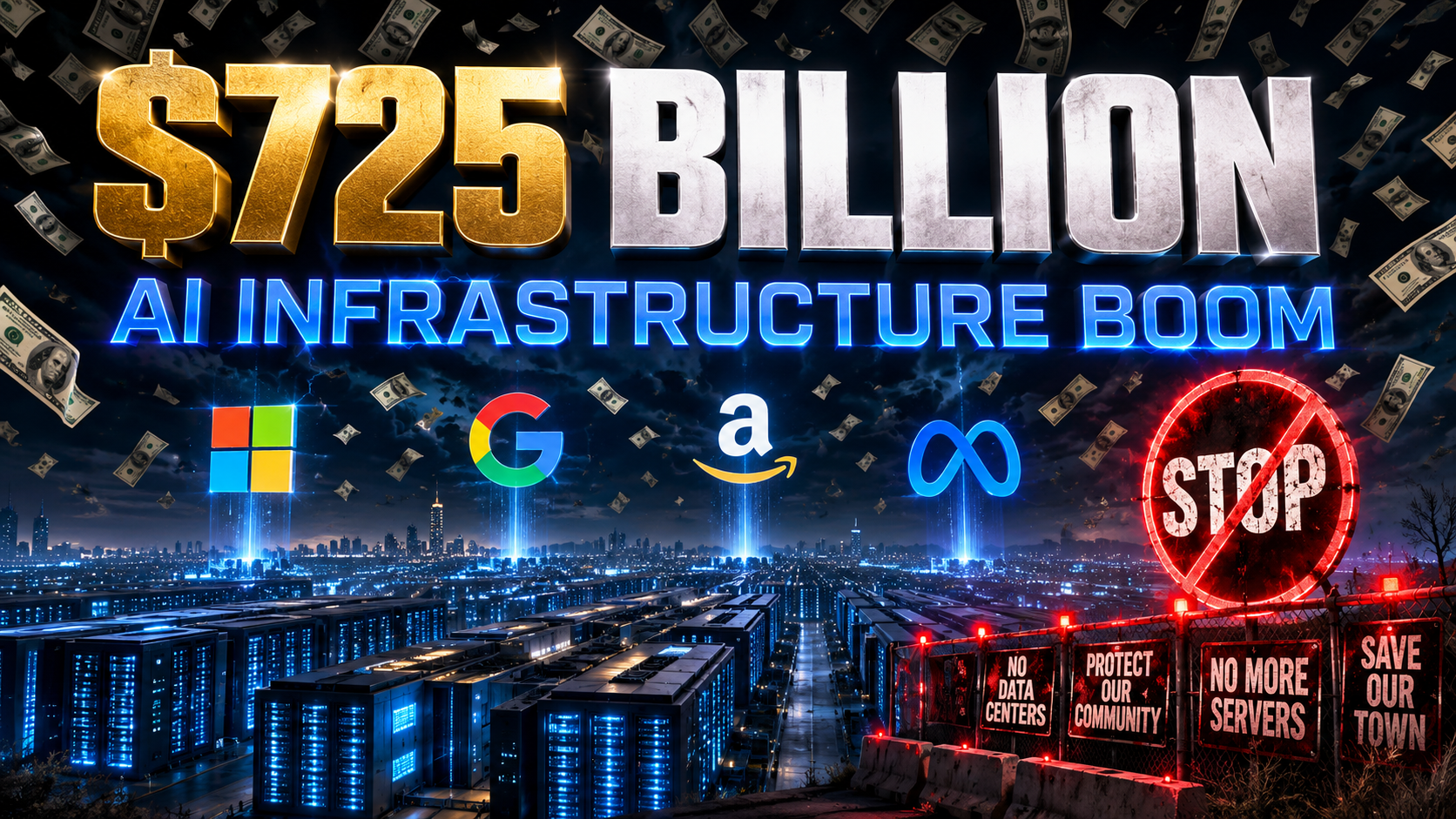 Big Tech $725 billion AI infrastructure spending 2026 data center bans