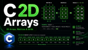 C multidimensional 2D arrays matrices grids row-major order tutorial