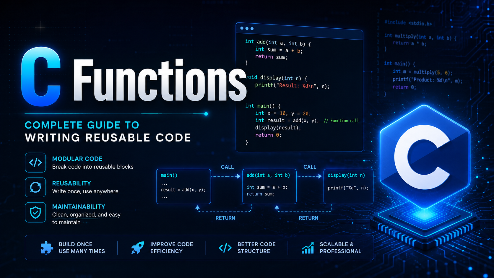 C functions complete guide to writing reusable code in C programming