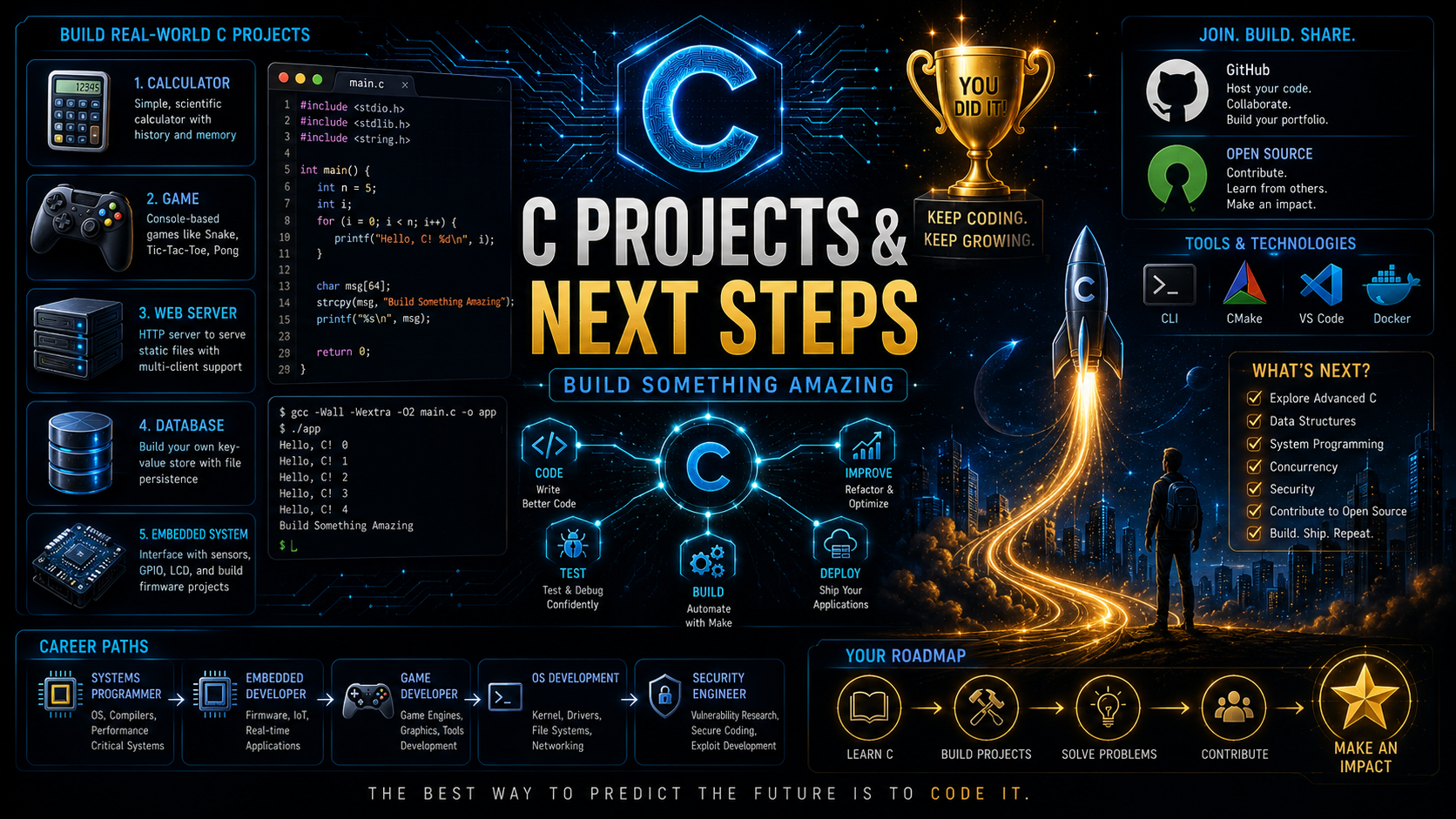 C projects next steps build something amazing learning path guide