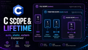 C variable scope and lifetime auto static extern storage classes explained