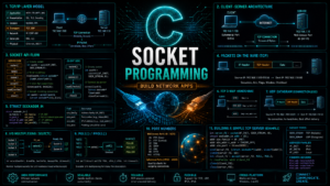 C socket programming TCP UDP client server network apps guide