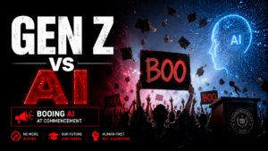 Graduates booing AI commencement speeches Gen Z vs AI 2026