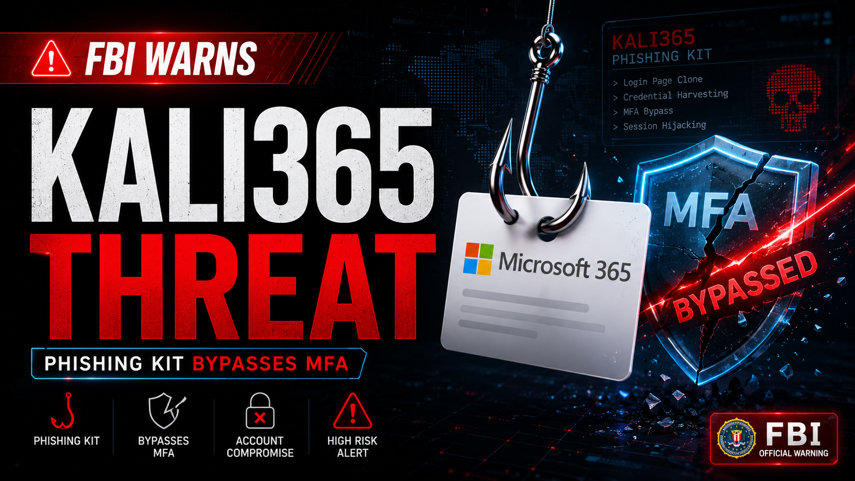 FBI warns Kali365 phishing kit bypasses Microsoft 365 MFA security