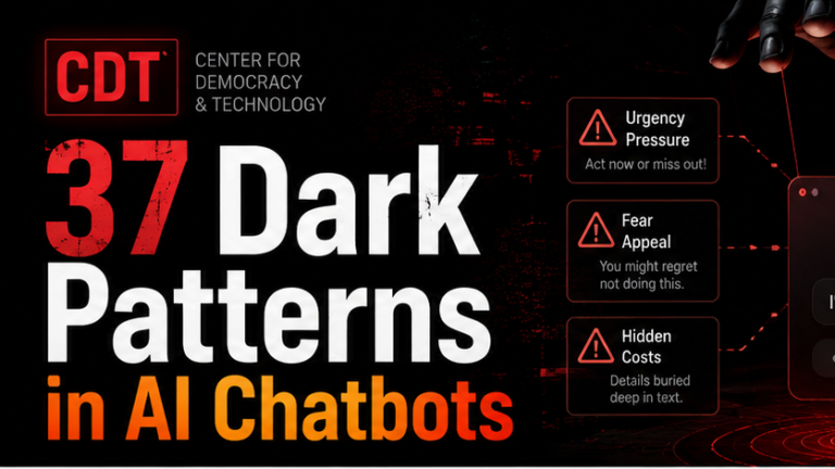 AI dark patterns CDT report 37 manipulation techniques ChatGPT Claude Gemini 2026
